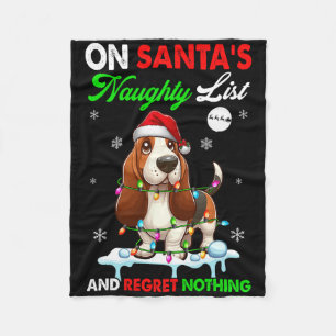 On Santa's Xmas Naughty List Regret Nothing Bysset Fleece Blanket