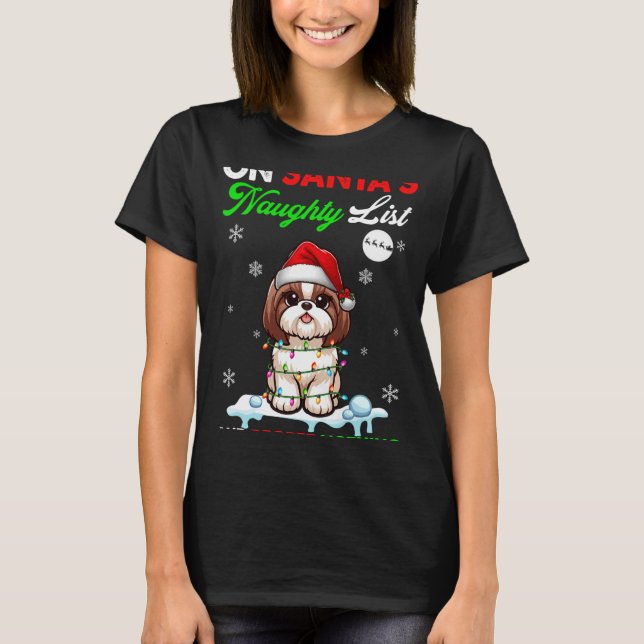 On Santa's Xmas Naughty List Regret Nothing Santa  T-Shirt (Front)