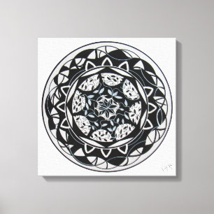 On Screen Printing Mandala Floral Serenity Panel Canvas Print
