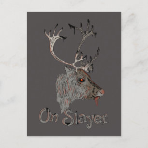 On Slayer Christmas Reindeer Postcard