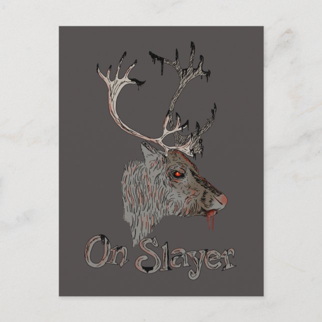 On Slayer Christmas Reindeer Postcard (Front)