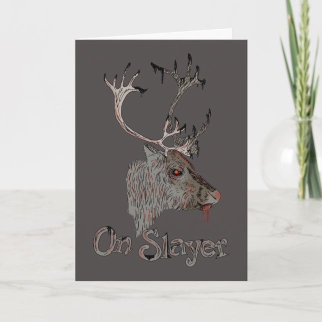 On Slayer Reindeer Christmas Card (Front)
