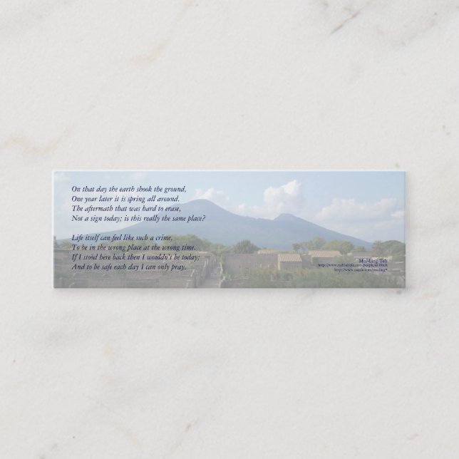 'On that day the earth...' poetry bookmark Mini Business Card (Front)