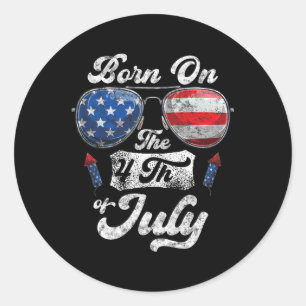On The 4th Of July Birthday Independence Day Classic Round Sticker