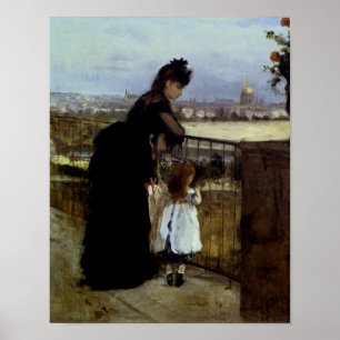 On The Balcony by Berthe Morisot Poster