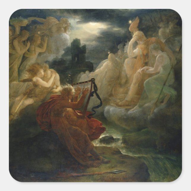 On the Bank of the Lora Square Sticker (Front)