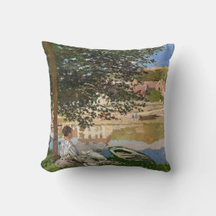 On the Bank of the Seine by Monet Cushion