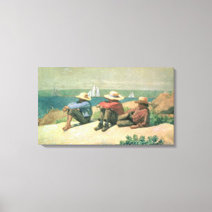 On the Beach, 1875 (w/c) Canvas Print