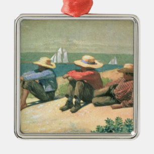 On the Beach, 1875 (w/c) Metal Tree Decoration