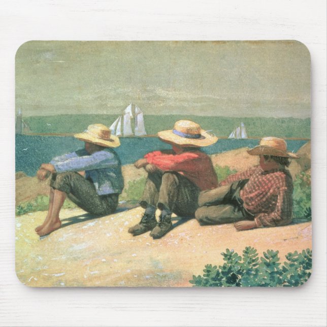 On the Beach, 1875 (w/c) Mouse Mat (Front)