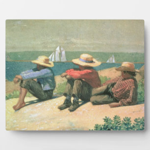 On the Beach, 1875 (w/c) Plaque
