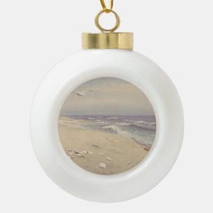 On the Beach (1879) – Vintage Coastal Art Ceramic Ball Christmas Ornament