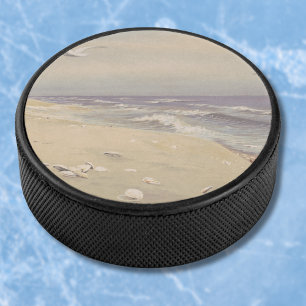 On the Beach (1879) – Vintage Coastal Art Hockey Puck