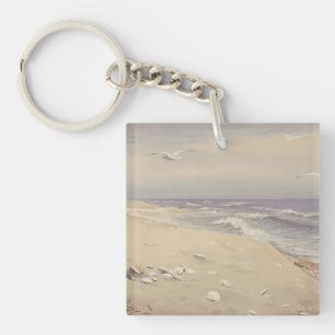 On the Beach (1879) – Vintage Coastal Art Key Ring