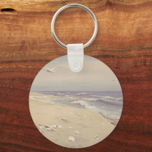 On the Beach (1879) – Vintage Coastal Art Key Ring