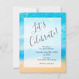 'On the Beach' Abstract Silk Painting Invitation