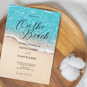 On The Beach Blue Ocean wedding Invitation