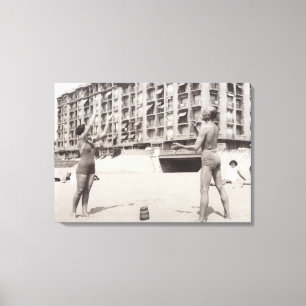 On the beach in Cannes in 1935 Canvas Print