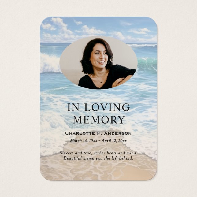 On the Beach Memorial Prayer Photo Cards (Front)