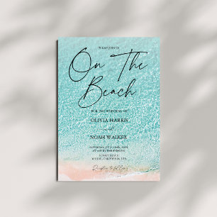 On The Beach Summer Blue Ocean tropical  wedding Invitation