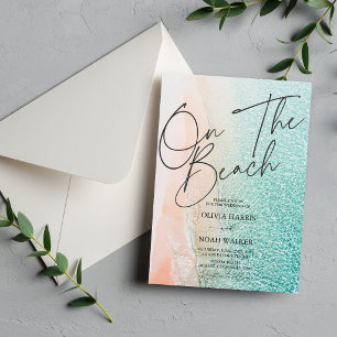 On The Beach Summer tropical  wedding Invitation
