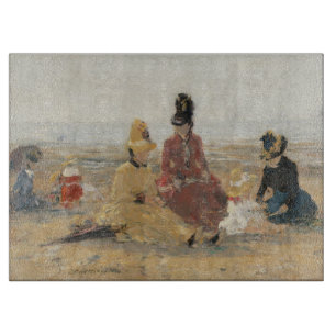 On the Beach Trouville 1887 by Eugene Boudin Cutting Board