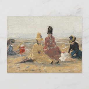 On the Beach Trouville 1887 by Eugene Boudin  Postcard