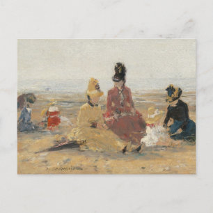 On the Beach Trouville 1887 by Eugene Boudin Postcard