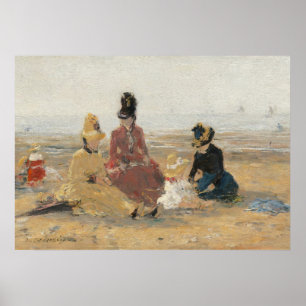 On the Beach Trouville 1887 by Eugene Boudin Poster