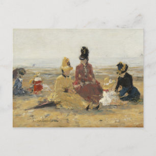On the Beach, Trouville   1887 Postcard