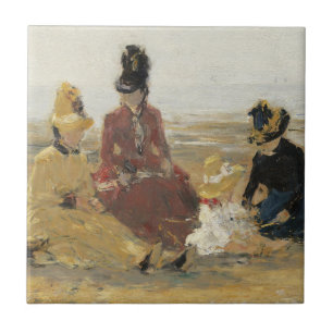 On the Beach, Trouville   1887 Tile
