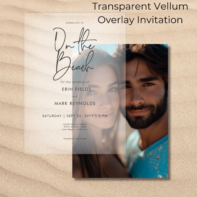  On the Beach Vellum Overlay Wedding Vellum Invitations (Creator Uploaded)