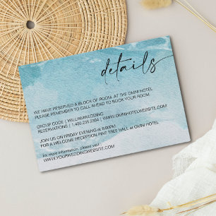 On The Beach Watercolor Beach Wedding Details  Enclosure Card