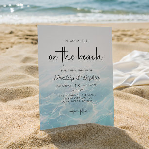 On the Beach Watercolor Summer Wedding Invitation