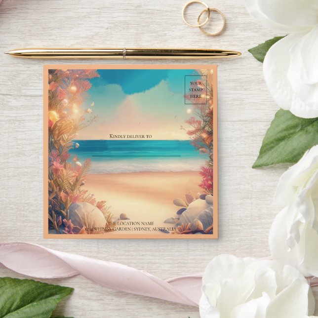 On the beach wedding invitation Envelope (Wedding)