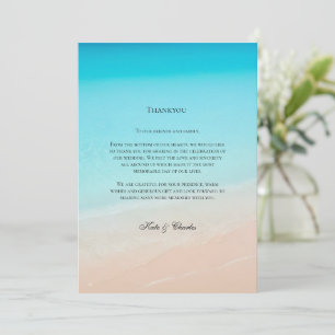 On the beach wedding thankyou card