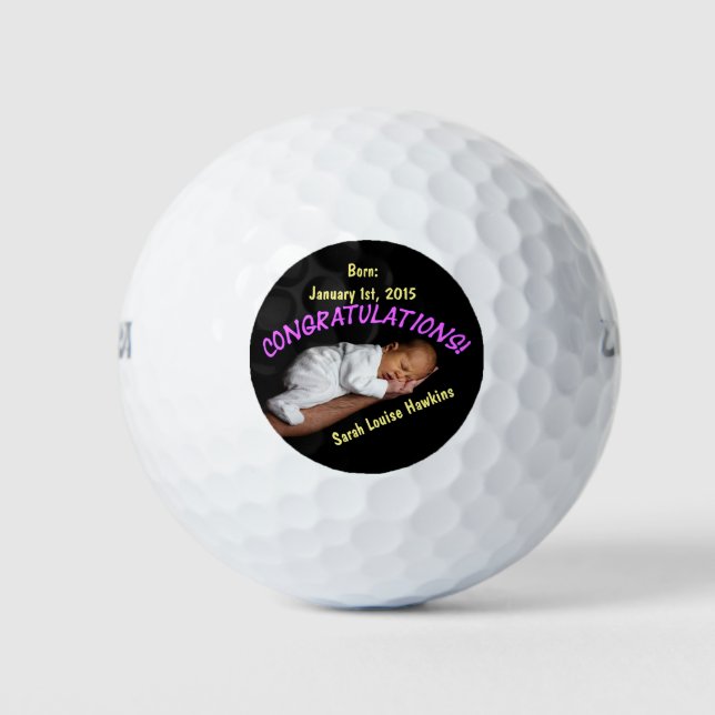On the Birth of Your Baby Girl Golf Ball Keepsake (Front)