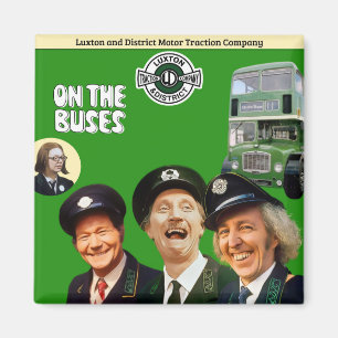 On The Buses Square Fridge Magnet