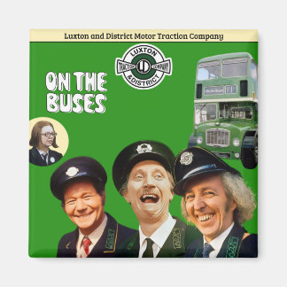 On The Buses Square Fridge Magnet