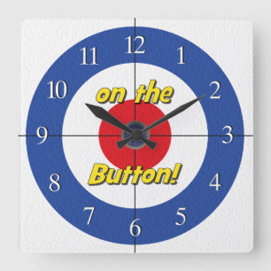 "On the Button" Curler's Clock - (Blue)