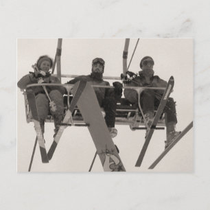 On the chair lift postcard