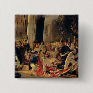 On the deck during a sea battle, 1855 15 cm square badge