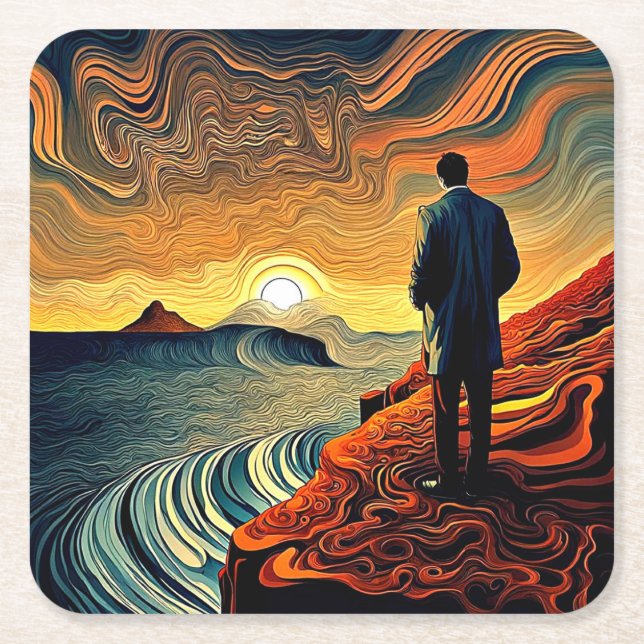 On the Edge 2 Square Paper Coaster (Front)