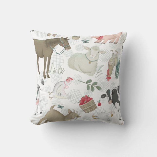 On The Farm Animal Farmhouse Country Rustic Cute Cushion (Front)