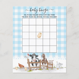 On The Farm Animals Baby Shower Bingo Game