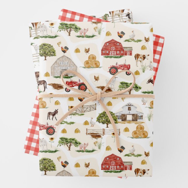 On the Farm - Animals Wrapping Paper Sheet (In situ)