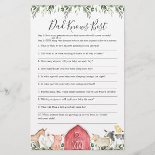 On The Farm Baby Shower Dad Knows Best Game