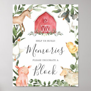 On The Farm Baby Shower Decorate A Block Sign
