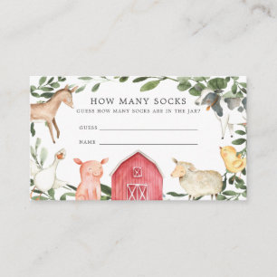 On The Farm Baby Shower Guess How Many Socks Enclosure Card