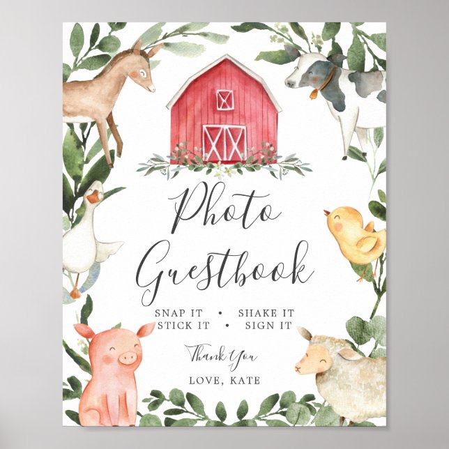 On The Farm Baby Shower Photo Guestbook Sign (Front)
